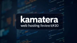 This image shows the sleek, modern Kamatera web hosting dashboard interface for the 2026 review.