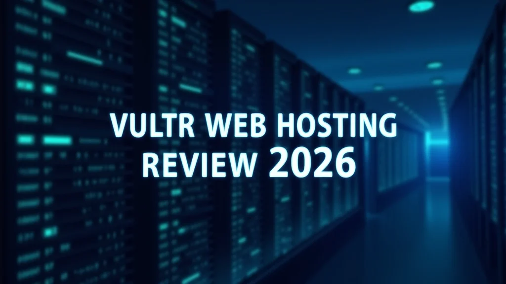 The image shows a sleek server rack, representing Vultr Web Hosting Review 2026.